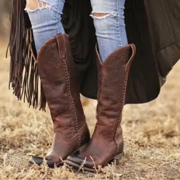 Lane boots Shoes - Lane Plain Jane Rustic Brown Heeled Western Boots cognac